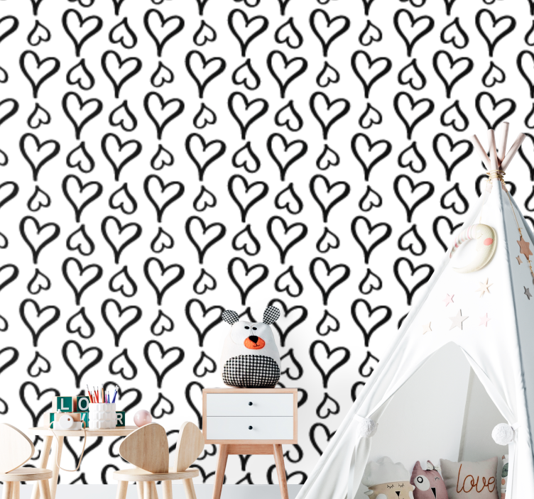 Heart Motif Repeat geometric wallpaper - TenStickers