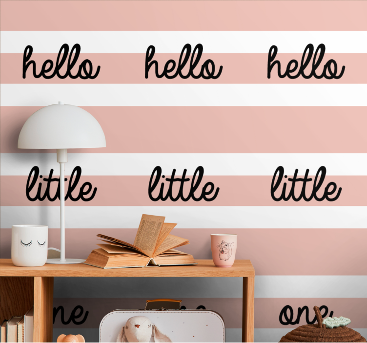 Hello on beige stripes text wallpaper - TenStickers