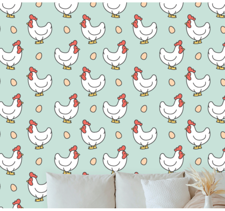 Hen Pattern cute animal wallpaper - TenStickers