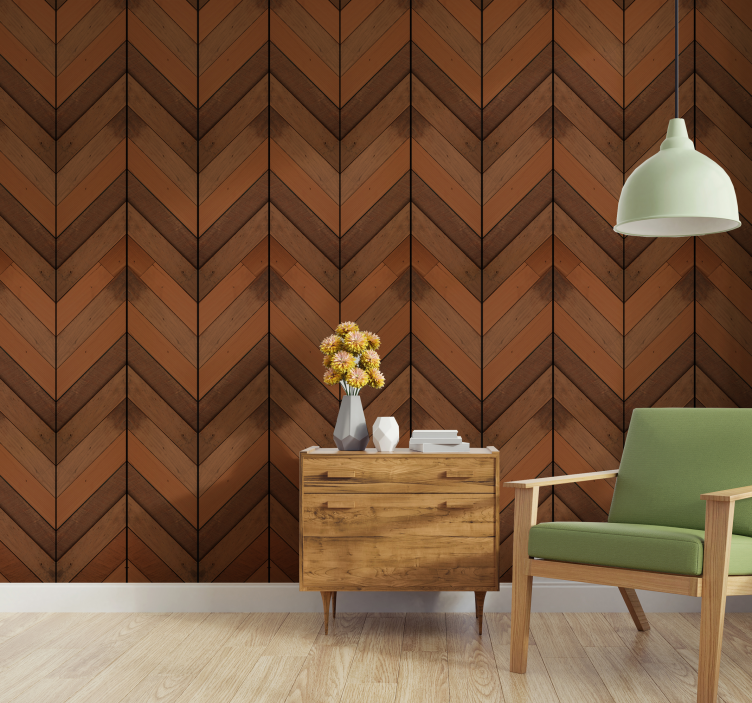Herringbone Pattern wood feature wallpaper - TenStickers