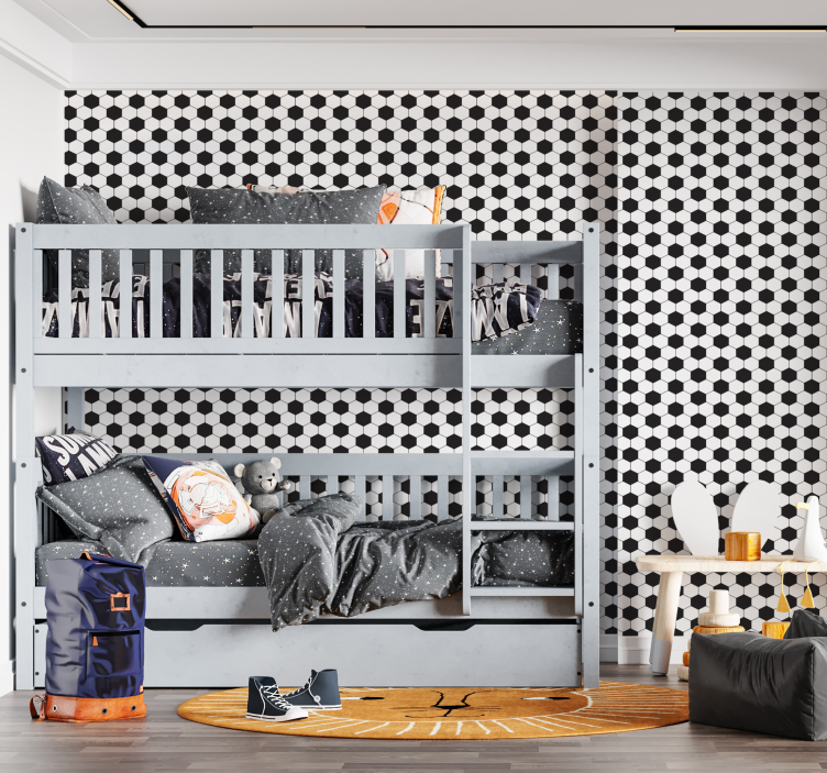 Hexagonal football pattern teenage bedroom wallpaper - TenStickers