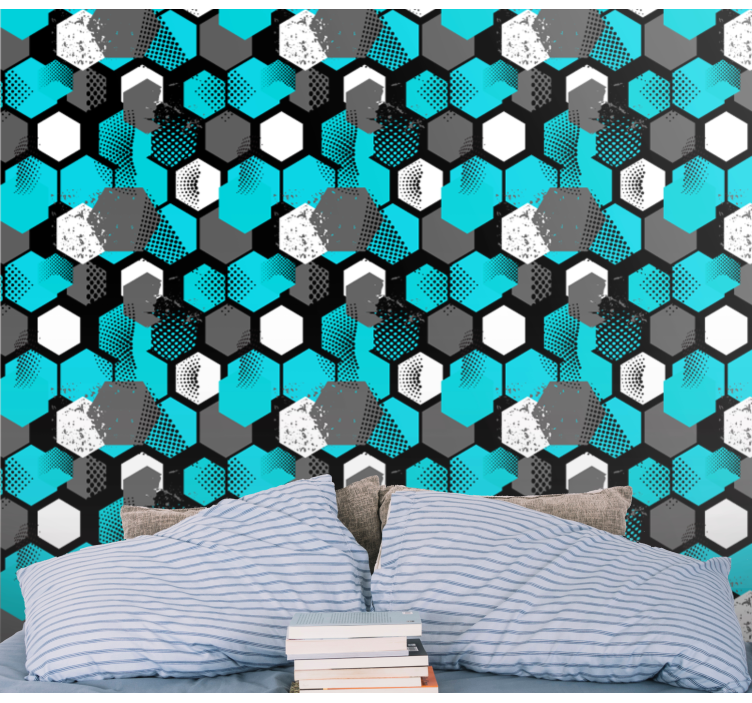 Hexagonal Geometry wallpaper geometric - TenStickers