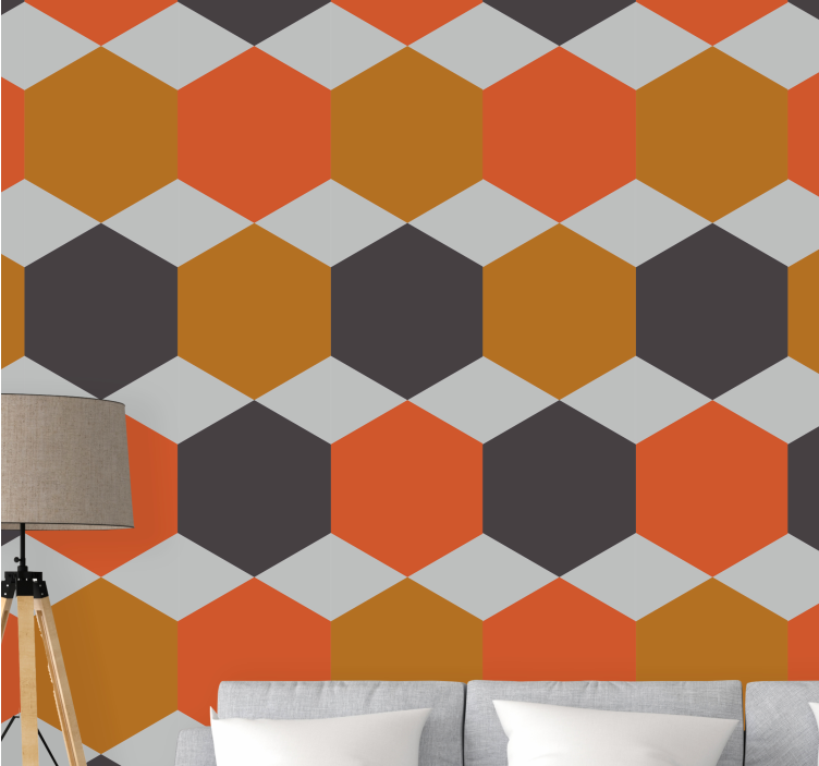 Honeycomb Shapes wallpaper geometric - TenStickers