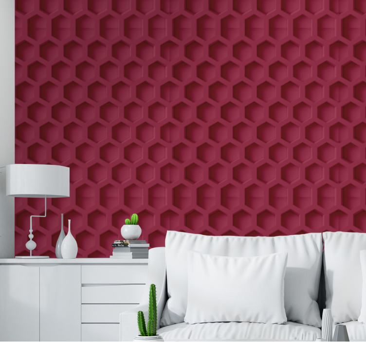 Honeycomb red pattern wallpaper patterns - TenStickers