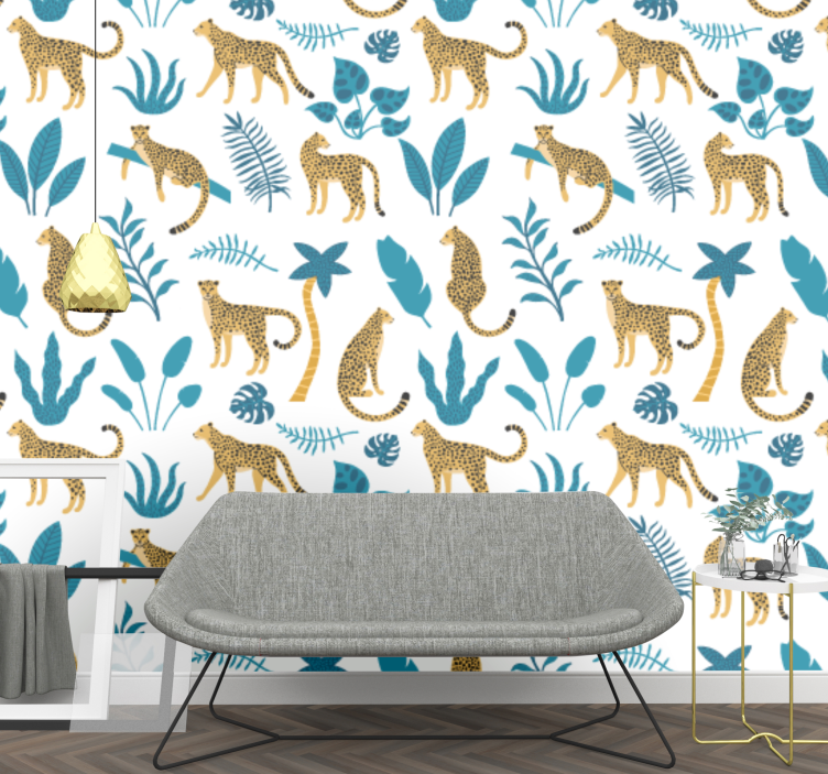 Jungle Fauna Flora cute animal wallpaper - TenStickers