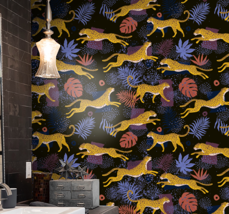 Jungle Fauna Mosaic cute animal wallpaper - TenStickers