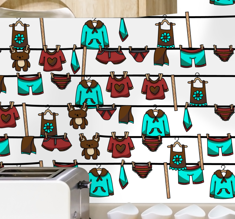 Laundry Bear Theme animal wallpaper - TenStickers