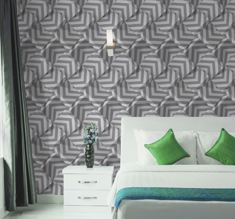 Layered Grey Patterns 3d wallpaper - TenStickers