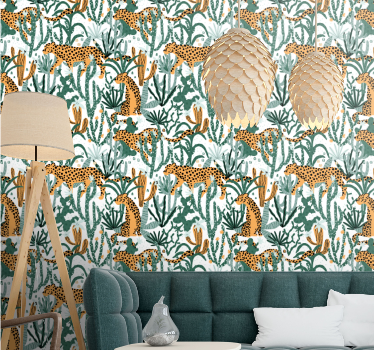 Jungle leopards wall wallpaper - TenStickers