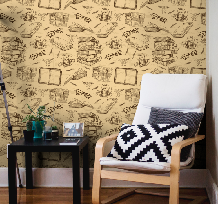 Literary Sketches art deco wallpaper - TenStickers