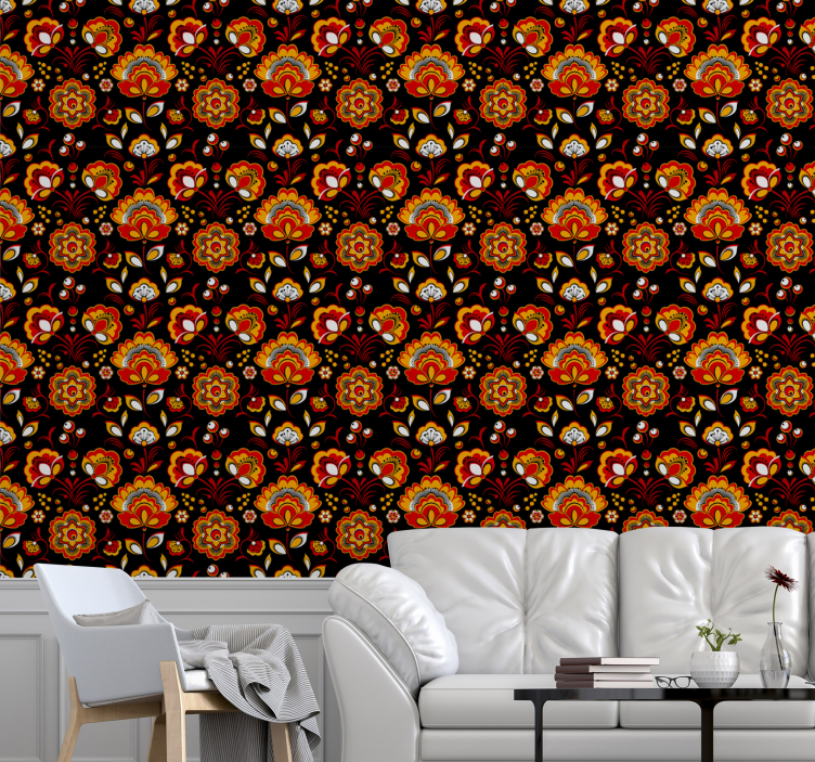 Lively Blossom Arrangement wallpaper flowery - TenStickers