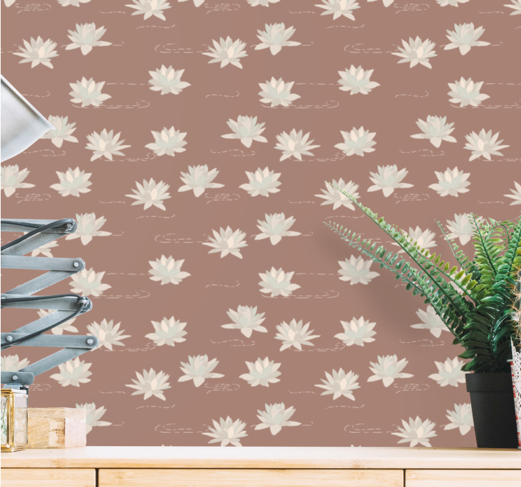 Lotus Bloom Pattern flowers wallpaper - TenStickers