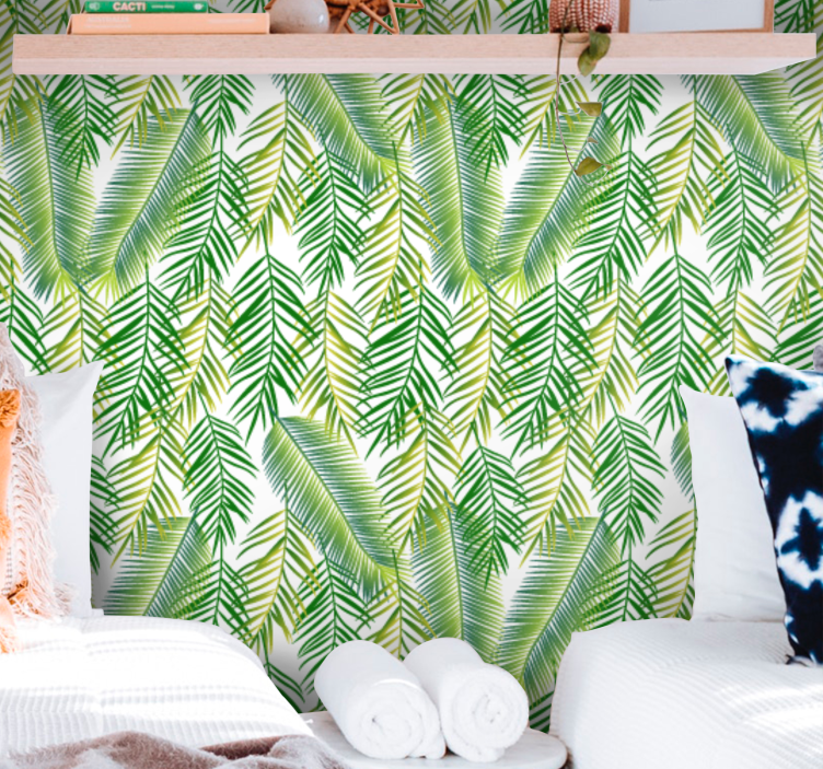 Lush greenery design leaves wallpaper - TenStickers
