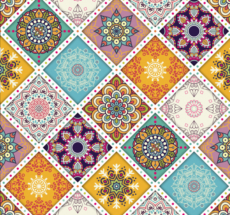 Mandala Patchwork art deco wallpaper - TenStickers