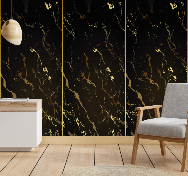 Marble texture black gold living room wallpaper - TenStickers