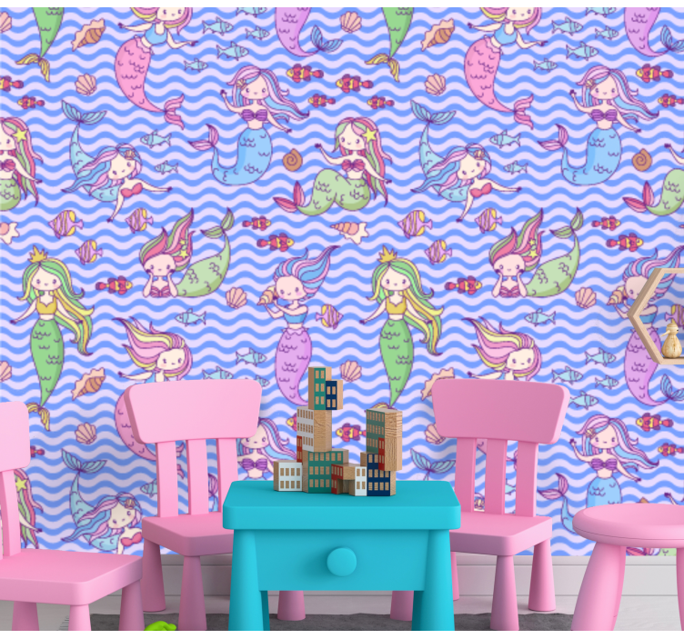 Mermaid Imagery wallpaper childrens room - TenStickers