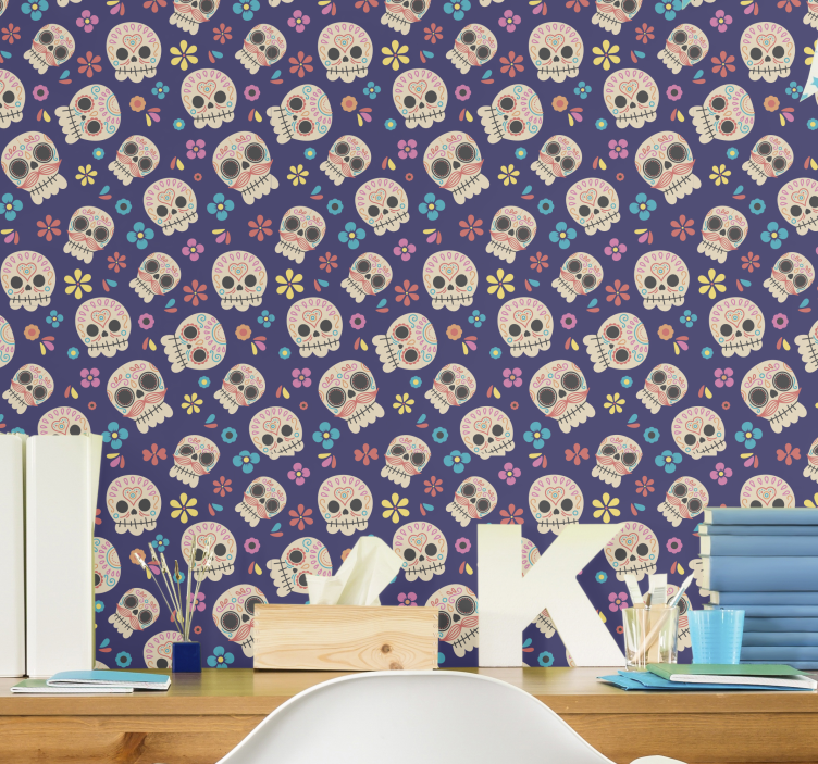 Mexican Skulls Teen Bedroom Wallpaper - TenStickers