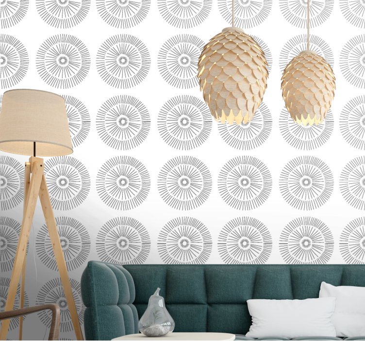 Minimalist Circular Patterns living room wallpaper - TenStickers