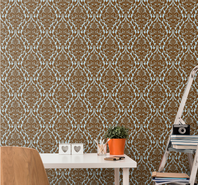 Mint brown Damask other vintage wallpaper - TenStickers