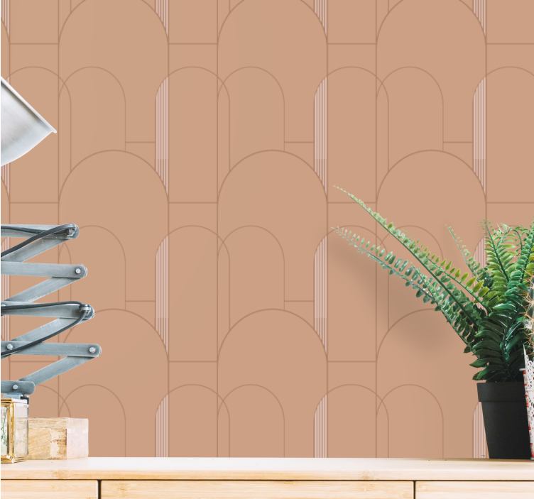 Beige arch patterns modern wallpaper - TenStickers
