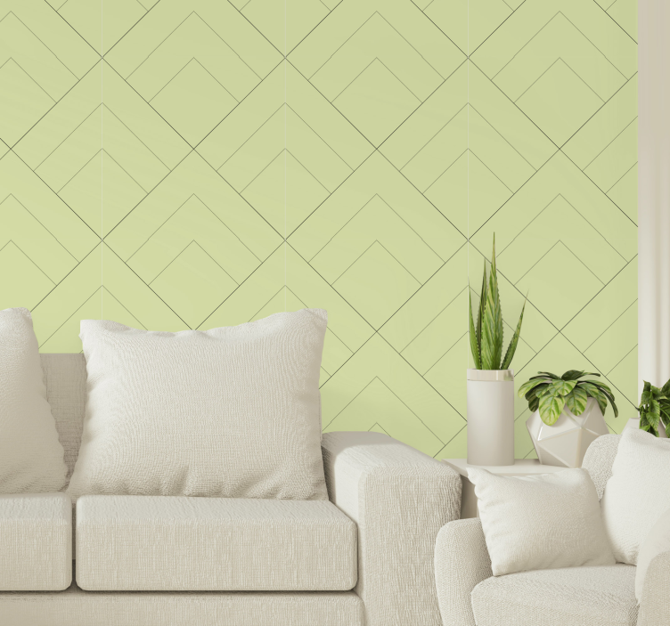 Green chevron motif modern wallpaper - TenStickers