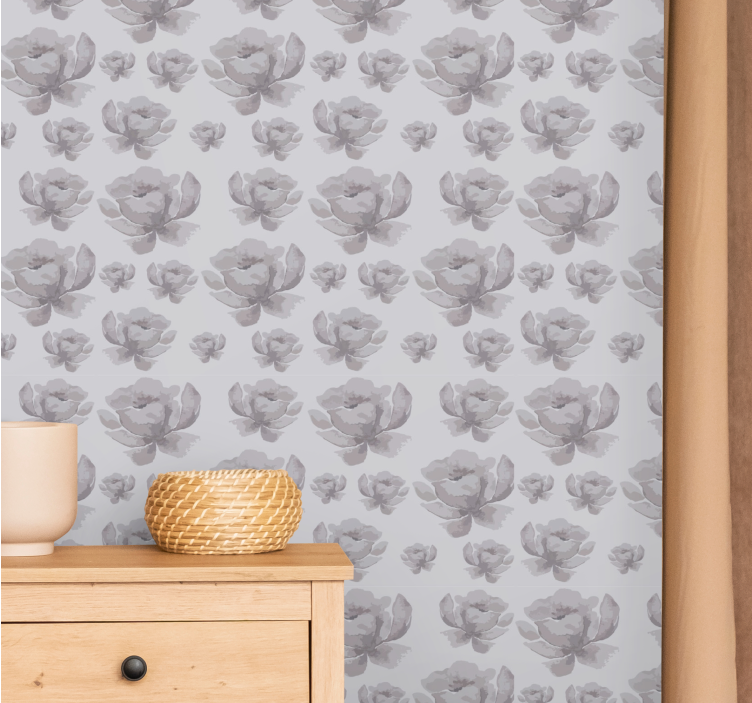 Monochrome Florals flowers wallpaper - TenStickers