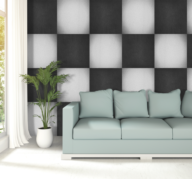 Monochrome Squares Pattern square wallpaper - TenStickers