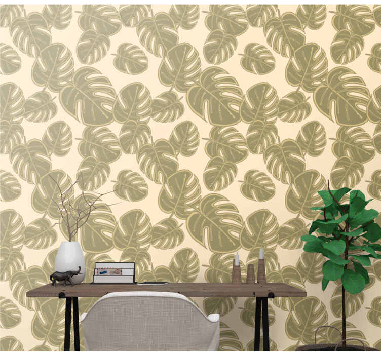 Monstera Delight leaves wallpaper - TenStickers