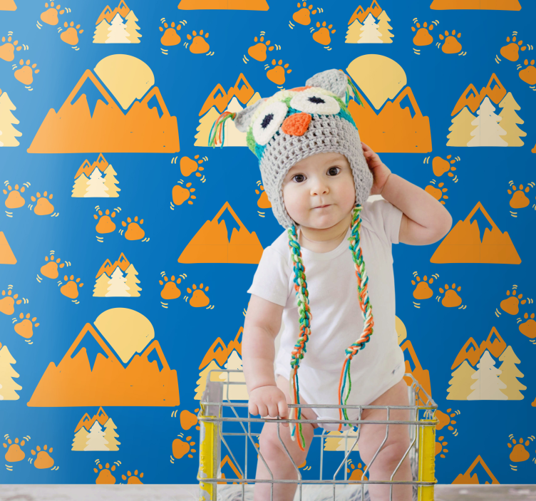 Mountain Bear Adventure wallpaper for the nursery - TenStickers