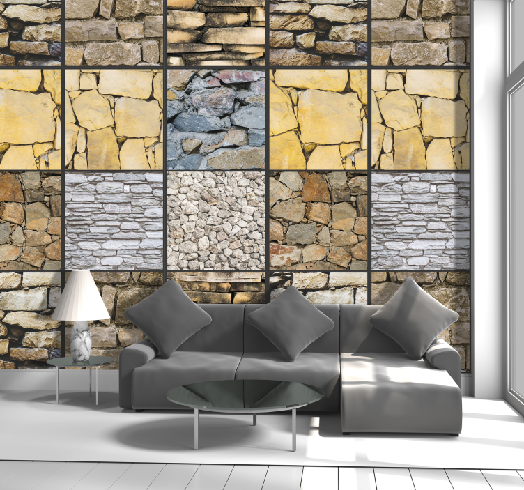Multitone Stone Mosaic Wallpaper - TenStickers