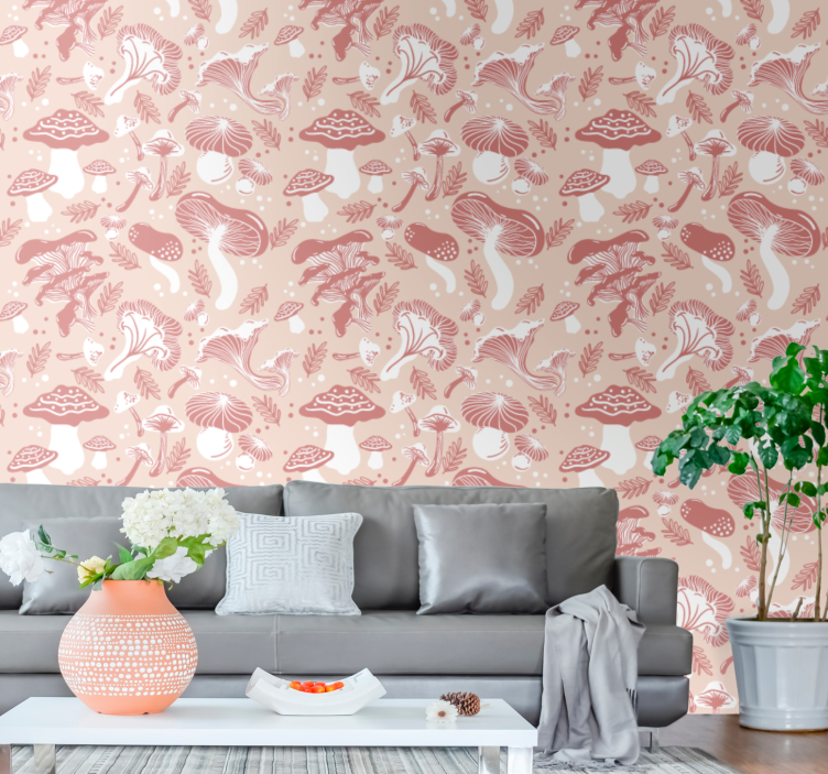 Mushroom Motif art deco wallpaper - TenStickers