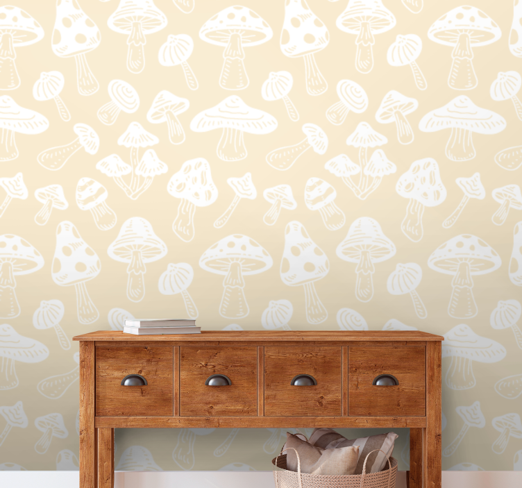 Mushroom Sketches cute animal wallpaper - TenStickers