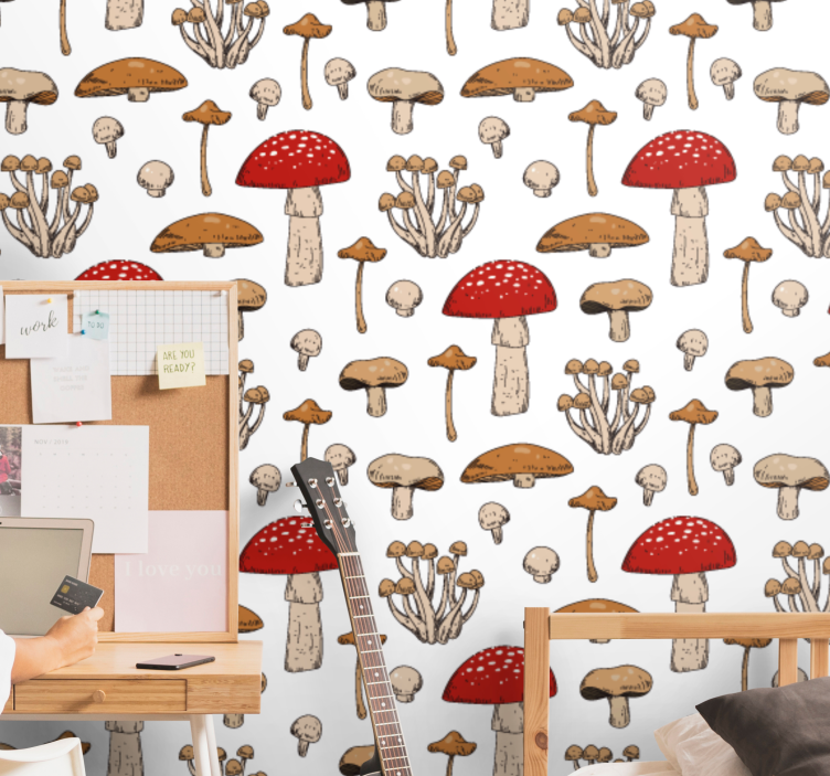 Mushroom Variety cute animal wallpaper - TenStickers