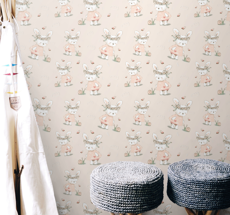 Mythical Rabbit Motif wallpaper for the nursery - TenStickers