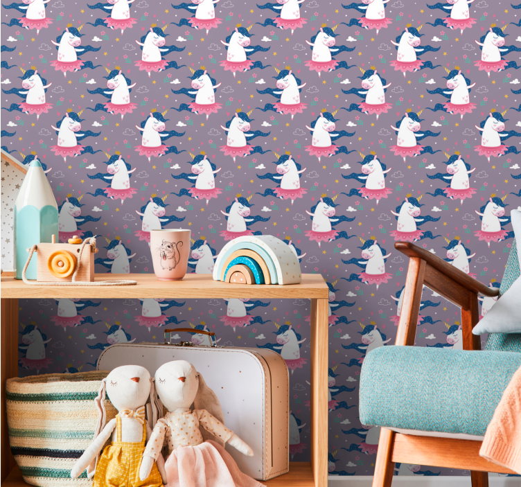 Mythical Unicorns wallpaper for the nursery - TenStickers