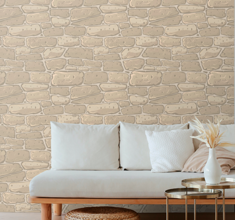 Natural organised motif stone wallpaper - TenStickers