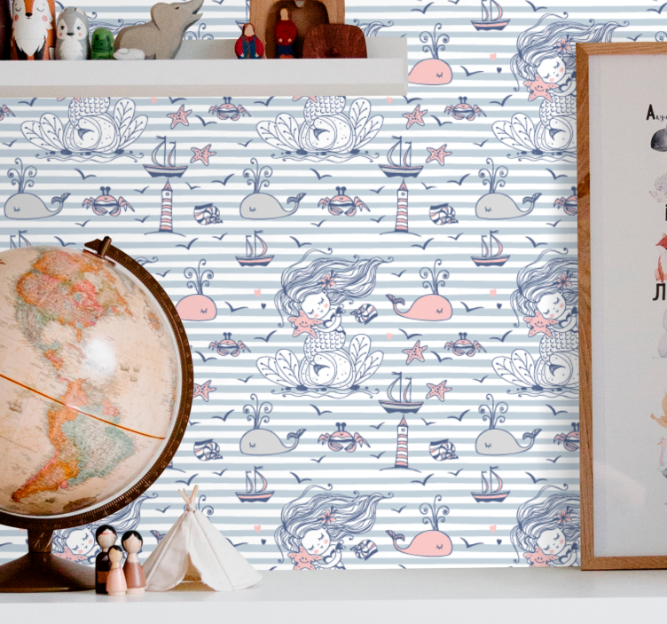 Nautical Mermaid Theme wallpaper for the nursery - TenStickers