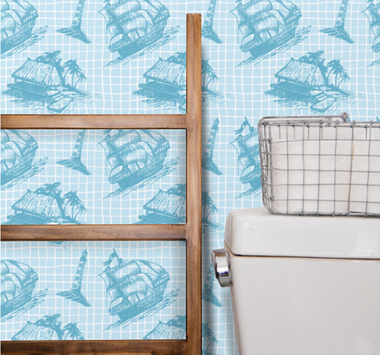 Nautical Sketches art deco wallpaper - TenStickers