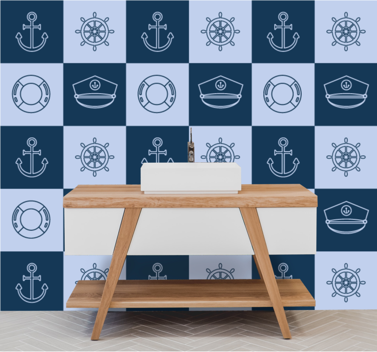 Nautical Tile Pattern tiles wallpaper - TenStickers
