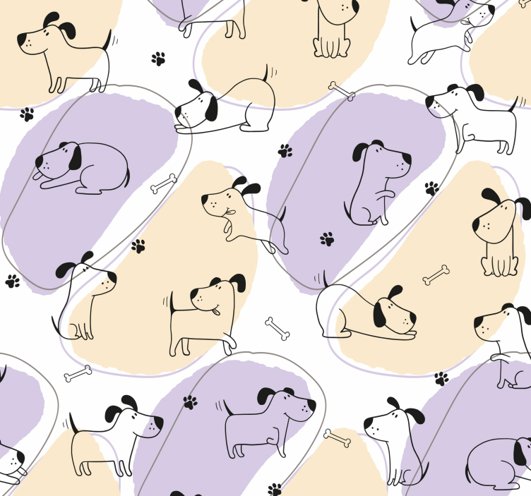 Nordic dog pattern wallpaper - TenStickers