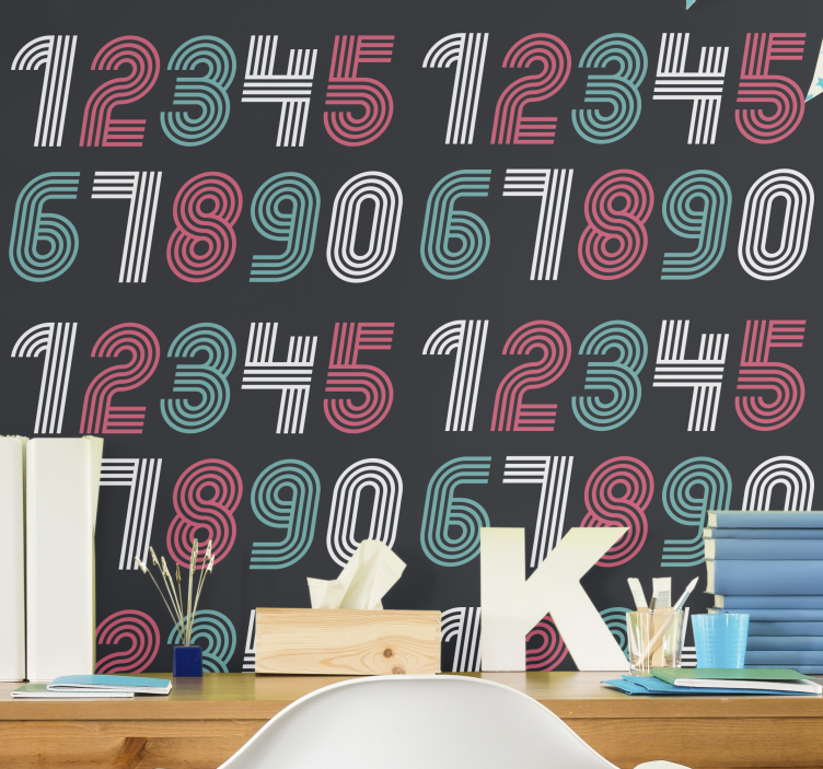 Number Pattern Design other vintage wallpaper - TenStickers