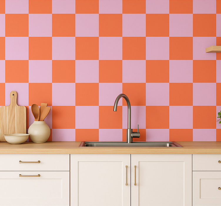 Orange shades motif tiles wallpaper - TenStickers