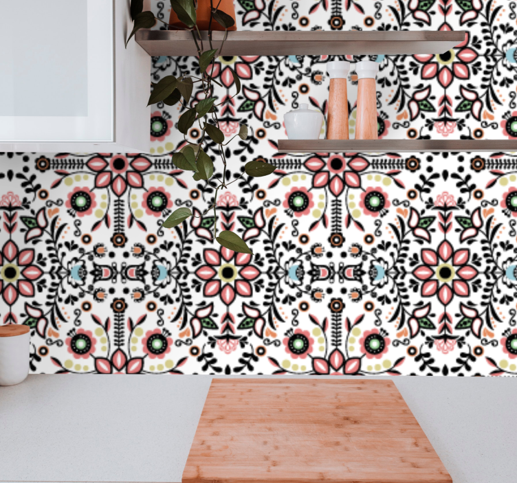 Ornamental Motif wallpaper flowery - TenStickers