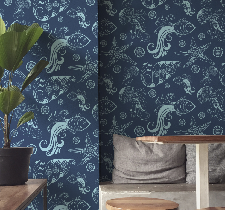Ornamental Sea Life Animal Wallpaper - TenStickers