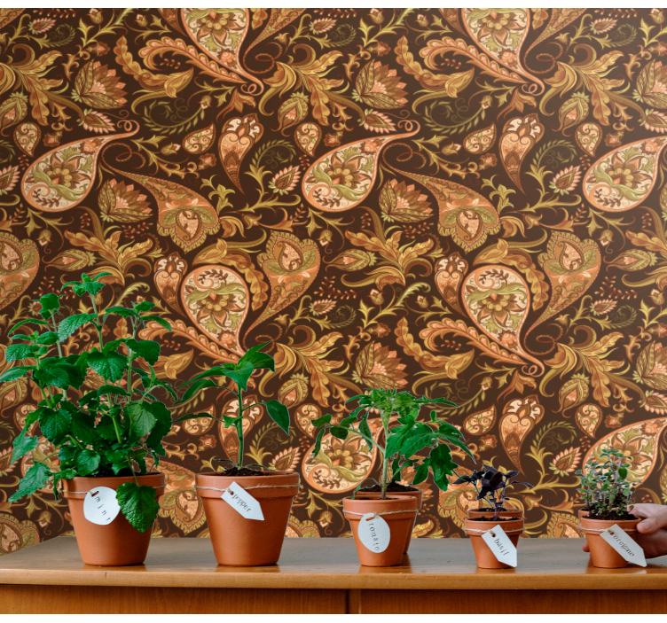Ornate Botanical Motifs wallpaper flowery - TenStickers
