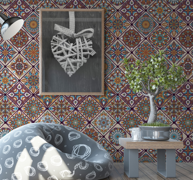 Ornate Tile-Inspired Pattern tiles wallpaper - TenStickers