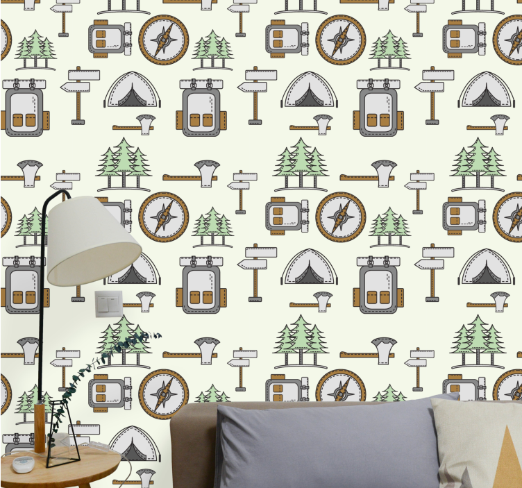 Outdoor Adventure Motifs art deco wallpaper - TenStickers