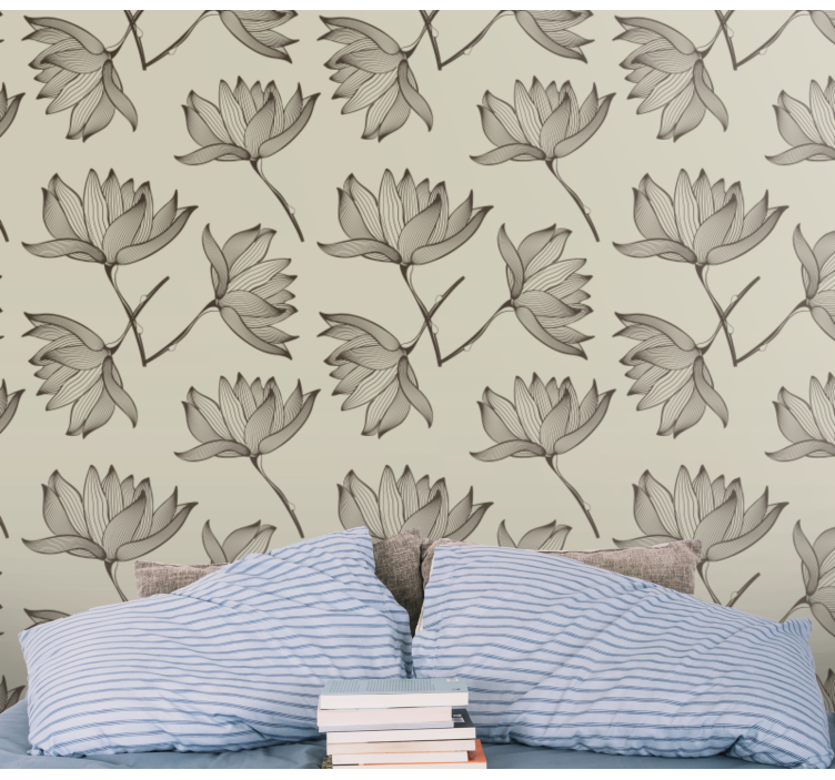 Outlined Floral flowers wallpaper - TenStickers