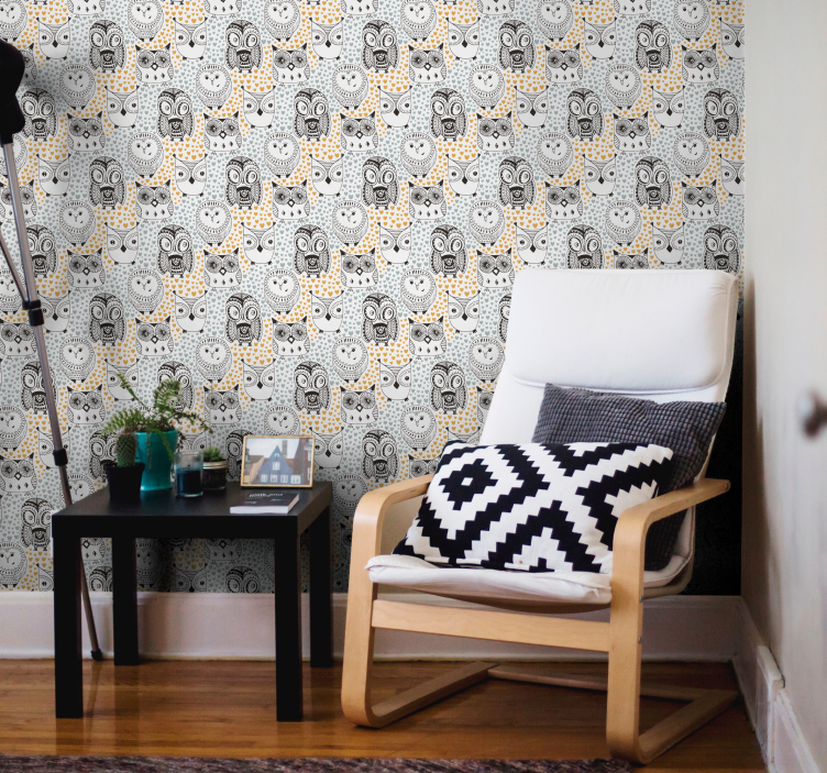 Owl Pattern Motif cute animal wallpaper - TenStickers
