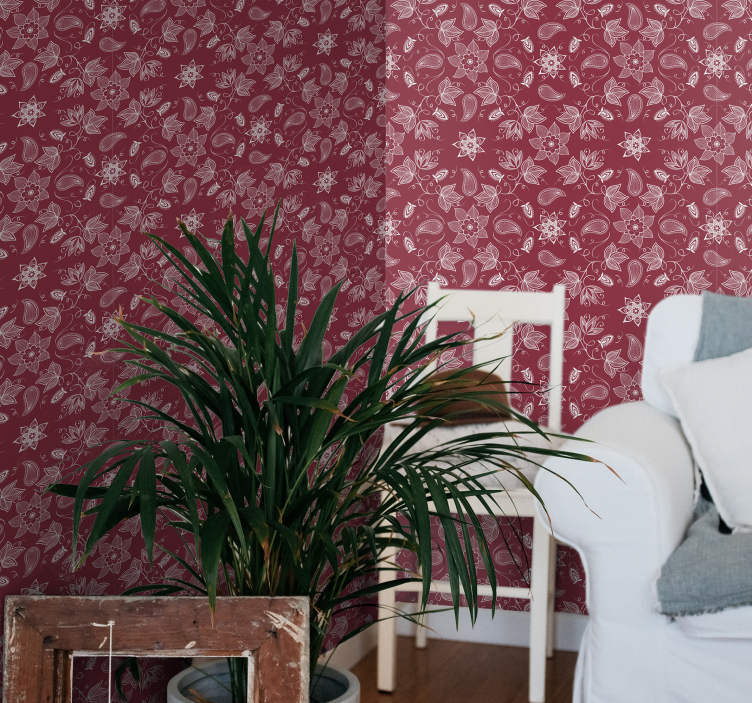 Paisley floral design flowers wallpaper - TenStickers